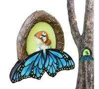 Genérico Outdoor Tree Decorations | Glow In The Dark Butterfly Fairy Sculpture - Resin Garden Sculpture - Yard, Garden, Lawn, Patio, Fence