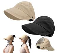 Genérico Outdoor UV Protection Hollow Top Sun Hat,Sun Hats for Women,Summer Beach Packable Visor,Wide Brim Adjustable (FR/ES, Letras, Talla única, K+B)
