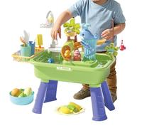 Generico Outdoor Water Table - Summer Kitchen Play Sink Girls | Backyard Splashing Station with Inflatable Running Faucet Basin, Preschoolers Patio Beach for Camping Activity Tray