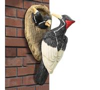 Genérico Outdoor Woodpecker Statue - Feeding Pose Design, Resin Bird Statue, Resin Figurine Feeding Pose Ornament | Garden Bird Statues For Entryway Lawn Front Porch Backyard Farmhouse Patio