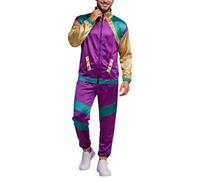 Genérico Outfit Años 80 y 90 para Hombres y Mujeres Fiesta TemáTica Años 80 Chándal Retro Chaqueta y Pantalón Disfraz de Disco Vintage Ropa Años 90 Outfit de Mal Gusto para Parejas para Carnaval