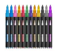 Genérico Outline Markers - 12 Colors Double Line Pens | Art Drawing Journaling Water-Based Ink With Fine Broad Tips, Smooth For Color Blending, Creative Crafts, Greeting Cards, Classroom Projects