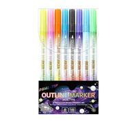 Genérico Outline Markers - 8 bolígrafos con lentejuelas de doble punta - Marcadores de doble punta para adultos y niños, planeación de calendario, diseño obvio, tarjetas de cumpleaños