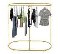Genérico OVA Clothes Rack, Round Commercial Iron Clothes Rack, Gold Free Standing Coat Hanging Racks, Suitable For Bedroom, Boutique Clothing Store and Retails, 47 * 19.6 * 55in (Gold)