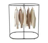 Genérico OVA Clothes Rack, Round Commercial Iron Clothes Rack, Gold Free Standing Coat Hanging Racks, Suitable For Bedroom, Boutique Clothing Store and Retails, 47 * 19.6 * 55in (Black)