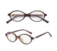 Genérico Oval Vintage Gafas de Seguridad para Pantallas, decoración redonda Retro de ovaladas, Gafas de lectura fotocromáticas antiluz azul(Tortoiseshell color,2.5x)