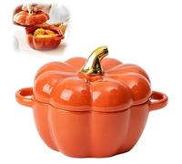 Genérico Oven Safe Pumpkin Bowls, Pumpkin Pots for Cooking, Pumpkin Dutch Oven Pot with Lid, Pumpkin Pot for Stove, Pumpkin Soup Bowls for Home Halloween Party Kitchen Tableware (Orange,1PCS)