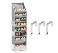 Genérico Over Door Shoes Organizer with 3 Hanger, 8 Layers Door Hanging Storage Holder with Side Pocket, Large Capacity Cloth Storage Organizer for Home Kitchen Bedroom Bathroom