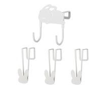Genérico Over The Cabinet Door Hooks - Rabbit Iron Heavy Duty Holder | White Single & Double Hook Organizer, 3KG Load Capacity, Towels Utility Hanger for Kitchen Bedroom Bathroom Living
