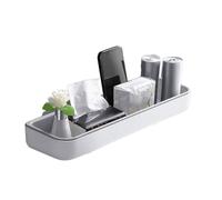Genérico Over The Toilet Storage, Wall Mounted Storage Rack, Adhesive No Drill Bathroom Organizer, Space Saving Shelf for Cosmetics, Shower Needed, Tabletop Decor, White