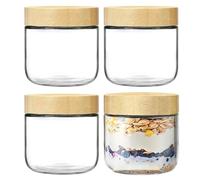 Genérico Overnight Container - Glass, 8.4x7.8cm Salad Jar Wide-Mouth Storage | 300ML Reusable Meal Prep Glass Jars With Lids, Food Storage Set For Overnight Oats, Yogurt, Snacks, Lunch Prep