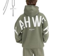 Genérico Oversized Christian Heavyweight Faith Sweatshirt, Forgiven Letter Print Essential Hoodie for Women (Green,XXL)
