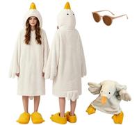 Genérico Oversized Duck Pajamas for Adult,Funny Goose Costume Hoodie Blanket,Soft Wearable Animal Onesie with Sleeves Feet Slippers