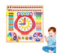 Genérico Owl Clock For Kids | Wooden Learning Clock Calendar with Weather & Season Cognition | Educational Time Teaching Toy For | For Children