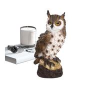 Genérico Owl Figurine, Realistic Owl Figure with Serious Expression, Lifelike Animal Scare Decor for Balcony, Patio, Porch, Roof, Pond, Yard, Lawn, Fireplace, Mantel, Pool, Brown and Gray Colored