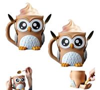 Genérico Owl Ice Pint Holder,3D Printing Ice Cream Pint Containers Holds,Reusable Popsicle Containers with Handle and Dual Spoon Slots,Fun Gift For Ice Cream Lovers