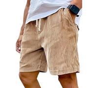Genérico Pacificozy Men's Shorts, Casual Corduroy Drawstring Elastic Waist Short, Summer Loose Fit Beach Shorts with Pockets (Khaki,4XL)