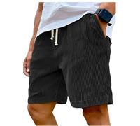 Genérico Pacificozy Men's Shorts, Mokaloha Mens Corduroy Shorts, Casual Lace-Up Loose Short, Breathable Loose Holiday Shorts for Summer Beach (M,Black)