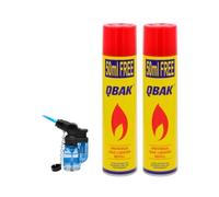 Genérico Pack 2 Botellas de Gas butano 300ml + 100ml Gratis y un mechero sopleto