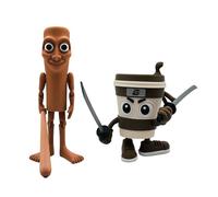 Genérico Pack 2 Figuras Articuladas Brainrot Italian Memes - Tung Tung Tung Sahur (19 cm) + Capuccino Assassino (12 cm) Juguete Tung Tung Saur y Capuchino Asesino - Brain Rot Memes Italianos