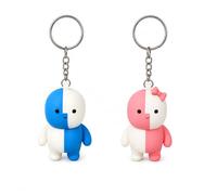Genérico Pack 2 Llaveros Lil Find Guy + Lil Find Girl - Set Llaveros Lil el buscador chico + Lil el buscador chica - Figuras Fin de Find er personajes virales estilo Kawaii azul y rosa - Finderguy