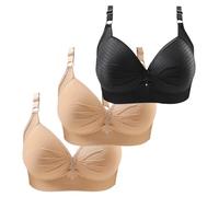 Genérico Pack 3 Sujetador Sin Aros Hombros Estrechos Ceñido Sujetadores Sin Costuras Bralette Comodos Brasier De Dormir Sujetador Sin Espalda Push Up Sujetador con Espalda Baja Invisible
