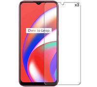 Genérico Pack 3x Protector Pantalla compatible para Realme C12, Vidrio cristal templado, dureza 9H, sin burbujas, antiarañazos