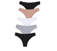 Genérico Pack 6 Bragas Brasileñas Mujer de Algodón Lisas con Acabado Fino Que No Marca Braguitas brasileñas Ropa Interior Mujer (FR/ES, Letras, Talla única, M, Regular, Regular, L/XL, Surtidos)