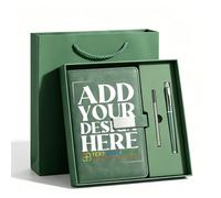 Genérico Pack cuaderno personalizado - Diario con nombre o foto, bloc A5 y bolígrafo en estuche regalo - Recuerdo de graduación para hombre y mujer, 5 colores (Verde)