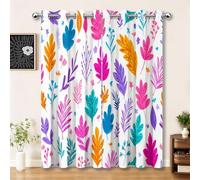 Genérico Pack de 2 Cortinas Opacas Multicolor - Cortinas Térmicas con Ojales y Diseño Vibrante Floral Abstracto, Bloqueo de Luz y Ruido para Salón y Dormitorio, 75 x 166 cm (An x Al)