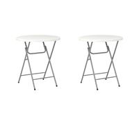 Genérico Pack de 2 Mesas Altas Plegables Blancas 110 cm - Ø80 cm - HDPE y Acero Resistente - Portátiles y Elegantes - Sin Montaje - Ideal para Eventos, Terraza, Hostelería y Jardín