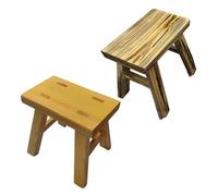 Genérico Pack De 2 Taburete Madera Rústico, Taburete Bajo 24 * 15 * 23 Cm Reposapiés De Pie De Cama, Banco De Entrada Corta De Madera Maciza, Banquito Bajo Taburetes Cocina Salón(Yellow-Brown)