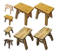 Genérico Pack De 4 Taburete Bajo, Banco De Madera Maciza 24 * 15 * 23 Cm Taburete Baño, Banco Pie De Cama Rústico para Banquetas Cocina, Reposapiés De Salón, Banquito Banco Entrada(Brown-Walnut)