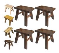 Genérico Pack De 4 Taburete Bajo, Banco De Madera Maciza 24 * 15 * 23 Cm Taburete Baño, Banco Pie De Cama Rústico para Banquetas Cocina, Reposapiés De Salón, Banquito Banco Entrada(Walnut)