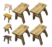 Genérico Pack De 4 Taburete Bajo, Banco De Madera Maciza 24 * 15 * 23 Cm Taburete Baño, Banco Pie De Cama Rústico para Banquetas Cocina, Reposapiés De Salón, Banquito Banco Entrada(Brown)