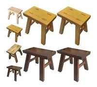 Genérico Pack De 4 Taburete Bajo, Banco De Madera Maciza 24 * 15 * 23 Cm Taburete Baño, Banco Pie De Cama Rústico para Banquetas Cocina, Reposapiés De Salón, Banquito Banco Entrada(Yellow-Walnut)
