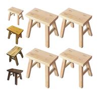 Genérico Pack De 4 Taburete Bajo, Banco De Madera Maciza 24 * 15 * 23 Cm Taburete Baño, Banco Pie De Cama Rústico para Banquetas Cocina, Reposapiés De Salón, Banquito Banco Entrada(Natural)