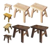 Genérico Pack De 4 Taburete Bajo, Banco De Madera Maciza 24 * 15 * 23 Cm Taburete Baño, Banco Pie De Cama Rústico para Banquetas Cocina, Reposapiés De Salón, Banquito Banco Entrada(Natural-Walnut)