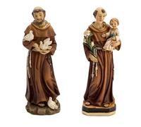 Genérico Pack de Figuras Franciscanas: San Francisco de Asís y San Antonio de Padua - Set de 2 Figuras de Resina de 13 cm