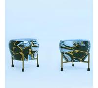 Genérico Pack de macetas Decorativas Interior, con su Propio Soporte para Plantas. Diseños para oficinas y Espacios creativos, adaptadas a sitios reducidos por ser macetas pequeñas. (Ambas Marmol)