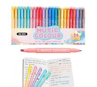 Genérico Pack De Resaltadores, 24 Fieltros Aestéticos Suministros Escolar Estudio, Suministros Escolares de Oficina para Estudiantes Profesores Escuela Trabajo Periodismo Colegio