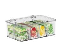 Generico Packet Storage Tea Bag Holder Organizer, Tea Storage Organizer | Clear Box With Removable Dividers For Kitchen Cabinet Counter Living Room Office Bar Home Drink Coffee Sugar Packets