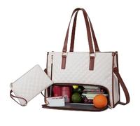 Genérico Packuum 3 in 1 Tote Bag, 2 in 1 Tote Bag Lunch Bag Combo, Work Totes Bags with Lunch Compartment, for Office, Travel (White)