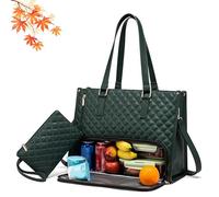 Genérico Packuum 3 in 1 Tote Bag, 2 in 1 Tote Bag Lunch Bag Combo, Work Totes Bags with Lunch Compartment, for Office, Travel (Green)