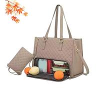 Genérico Packuum 3 in 1 Tote Bag, 2 in 1 Tote Bag Lunch Bag Combo, Work Totes Bags with Lunch Compartment, for Office, Travel (Khaki)