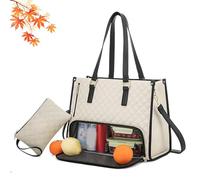 Genérico Packuum 3 in 1 Tote Bag, 2 in 1 Tote Bag Lunch Bag Combo, Work Totes Bags with Lunch Compartment, for Office, Travel (Beige)