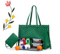 Genérico Packuum Lunch Tote Bag, Packuum 3 in 1 Tote Bag for Women, Tote and Luxe Co Bags with Laptop Pocket, for Work Travel (Green)
