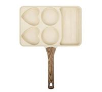 Genérico Padella Per Uova - 5 Scomparti Con Manico In Legno Rimovibile | Padellina Per Uova Da Cucina - Per Casa Ristorante Campeggio Bacon Pollo Pesce Hamburger