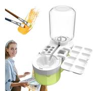 Genérico Paint Brush - Cleaner with Paint Tray Portable | Artist Brush Washer Water Dispenser Paintbrush Rinser Cleaning Station Tool Multi Slot Cleaning Cup for Acrylic, Oil Watercolor