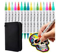 Genérico Paint Pens Acrylic, 72 Color Double, Colored Markers Set, Multi Feature Easy Writing on Various Surfaces, for Book Stone Canvas Fabric Wood Metal Crafts Glass Ceramic Rock Kids Classroom